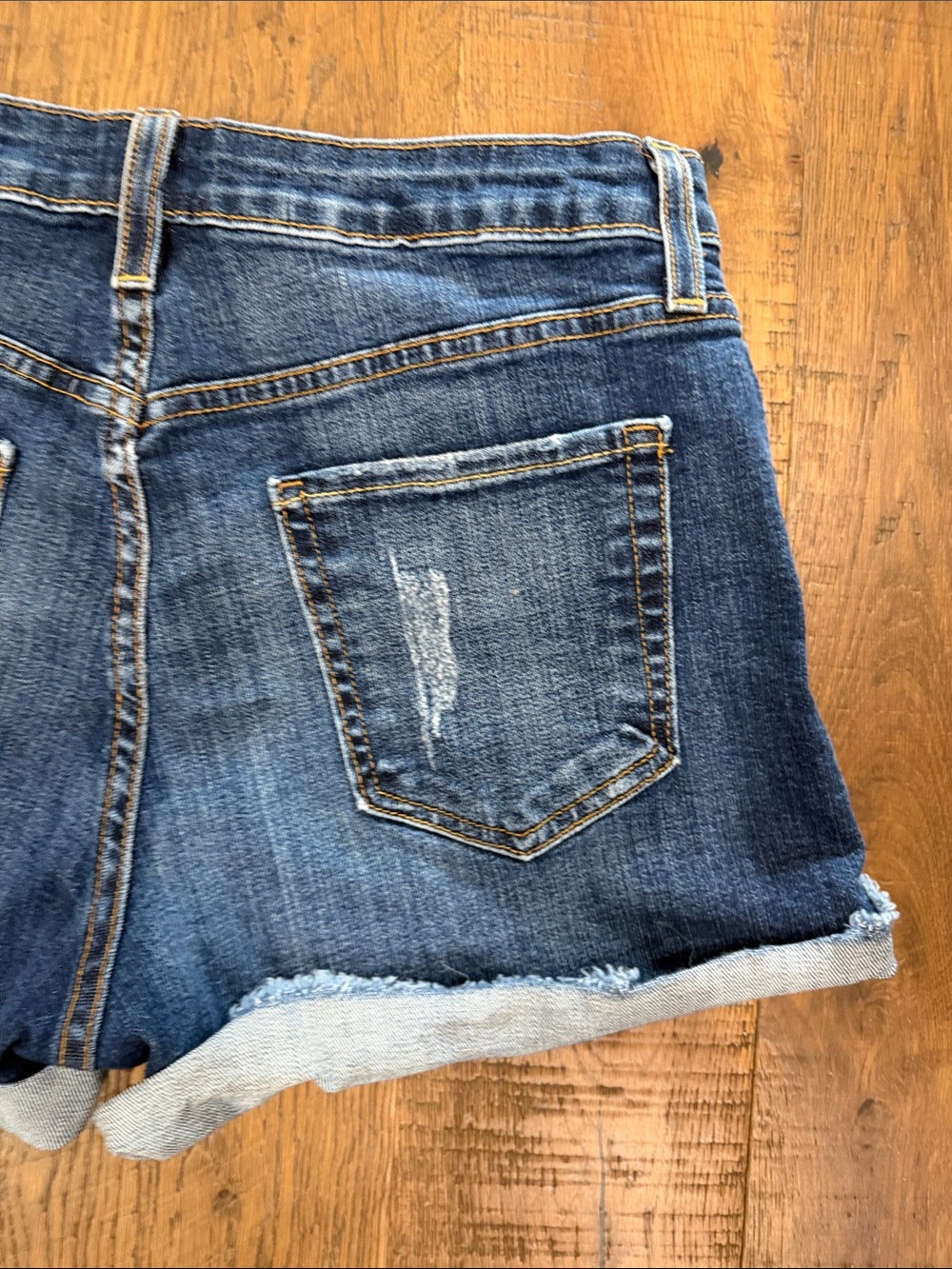 Just Black Indigo Distressed Roll-Cuff Denim Shorts - Picture 8 of 9